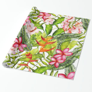 Papel De Regalo Flores de jungla exóticas de Aloha tropical
