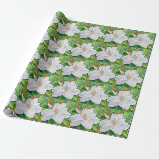 Papel De Regalo Flores de la magnolia (Desenrollado)