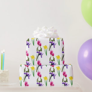 Papel De Regalo Flores de la temporada de primavera Tulipán Lirios