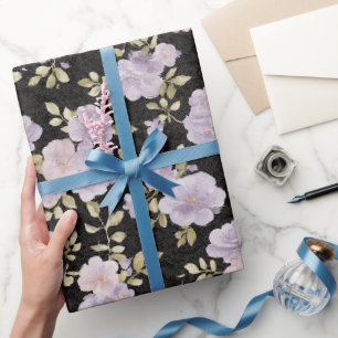 Papel De Regalo Flores de lavanda con rubor negro para despedida d