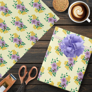 Papel De Regalo Flores de lavanda de abedul amarillo