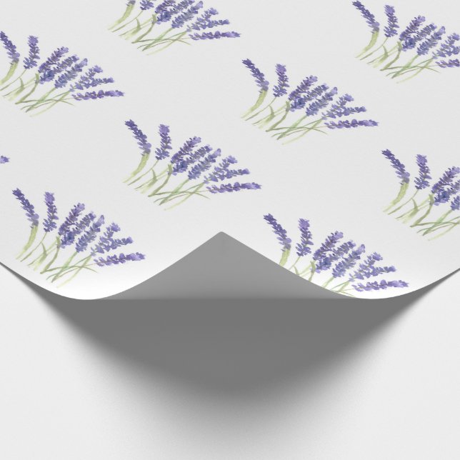 Papel De Regalo Flores de lavanda Herbs Violeta Acuarela Elegante (Esquina)