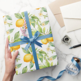 Papel De Regalo Flores de Limón Acuarela