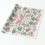 Papel De Regalo flores de marfil y suculentos caen vintage<br><div class="desc">papel de envoltura especial y hermoso patrón vintage de cascada floral de otoño</div>
