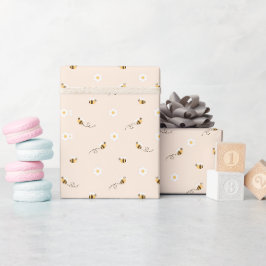 Papel De Regalo Flores de margarita y abejas melíferas cumpleaños