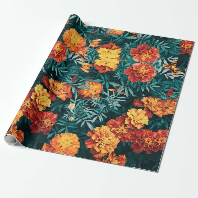 Papel De Regalo Flores de Marigold (Desenrollado)