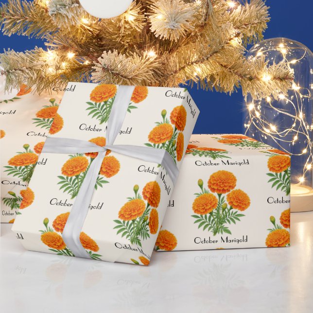 Papel De Regalo Flores de Marigold de Octubre (Vacaciones)