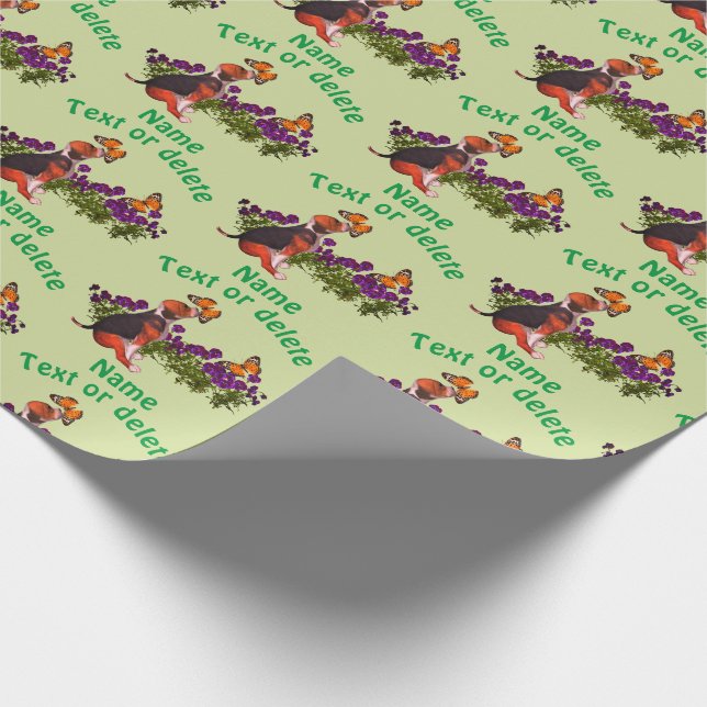 Papel De Regalo Flores de mariposas beagle pipa personalizadas (Esquina)