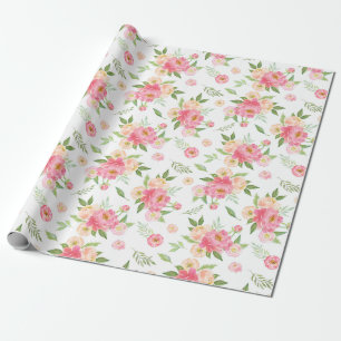 Papel De Regalo Flores de melocotón rosa y rosa