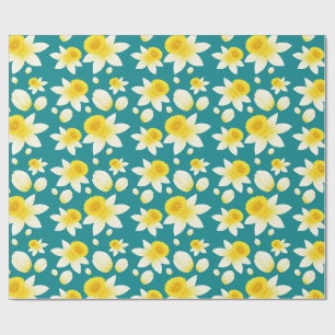 Papel De Regalo Flores de narciso amarillas de acuarela de primave