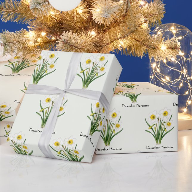 Papel De Regalo Flores de Narciso de Diciembre (Vacaciones)