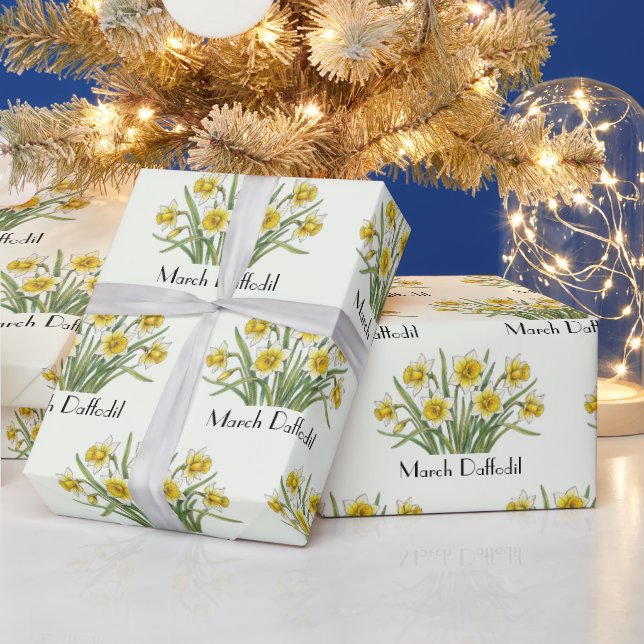 Papel De Regalo Flores de Narciso de Marzo (Vacaciones)