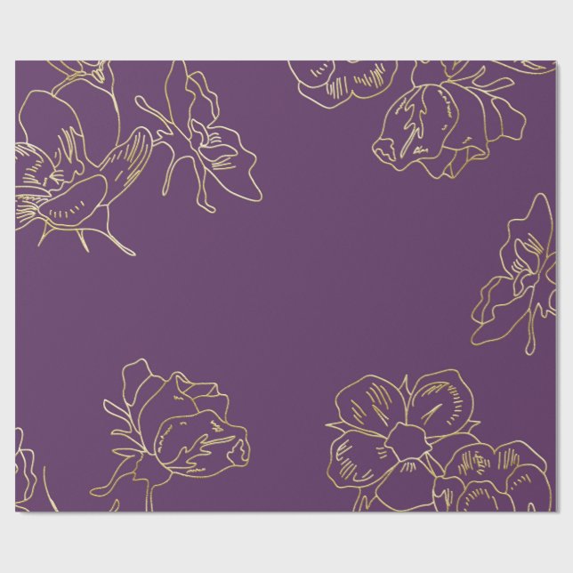 Papel De Regalo Flores de oro de Art Nouveau (Superficie plana)