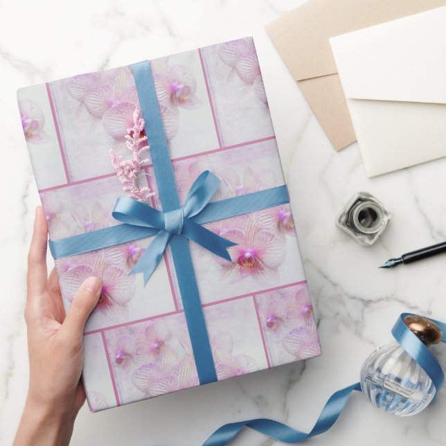 Papel De Regalo Flores de orquídeas rosadas (Regalar)