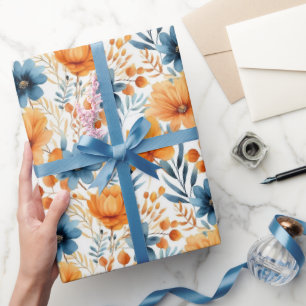 Papel De Regalo Flores de otoño acuarela Bonito cumpleaños Giftwra