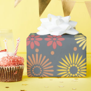 Papel De Regalo Flores de otoño coloridas en tonos cálidos