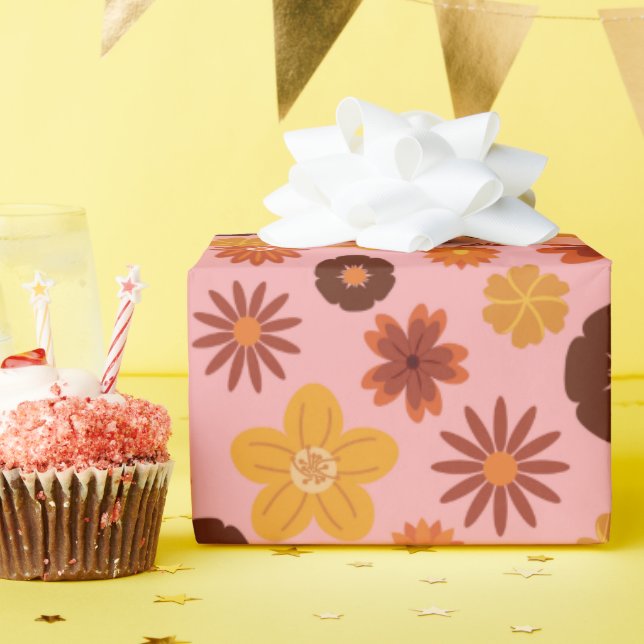 Papel De Regalo Flores de Otoño Seamless Pinky Fall Cumpleaños (Fiesta de cumpleaños )