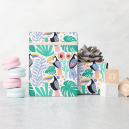 Papel De Regalo Flores de pájaros tropicales coloridas