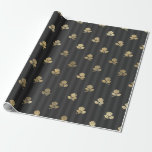 Papel De Regalo Flores de París negras y doradas<br><div class="desc">Papel vintage de envoltura floral de parís gris,  negro y dorado.</div>