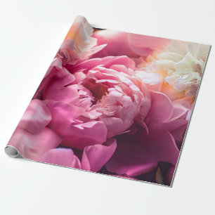 Papel De Regalo Flores de peonía rosada como fondo de arte floral,