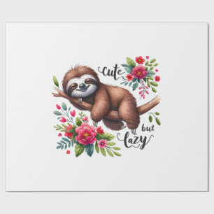 Papel De Regalo Flores de Perezoso Perezoso Lindos