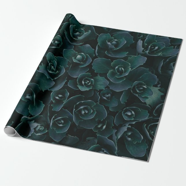 PAPEL DE REGALO FLORES DE PETAL GRIS EN SANGRE (Desenrollado)