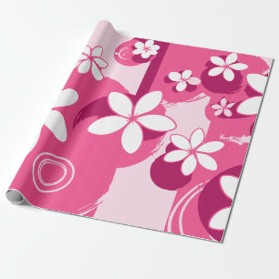 Papel De Regalo Flores de Pétalos Blancos con Contornos Rosados