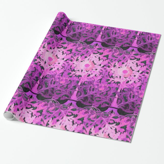 PAPEL DE REGALO FLORES DE PINK FUCHSIA DAISY (Desenrollado)