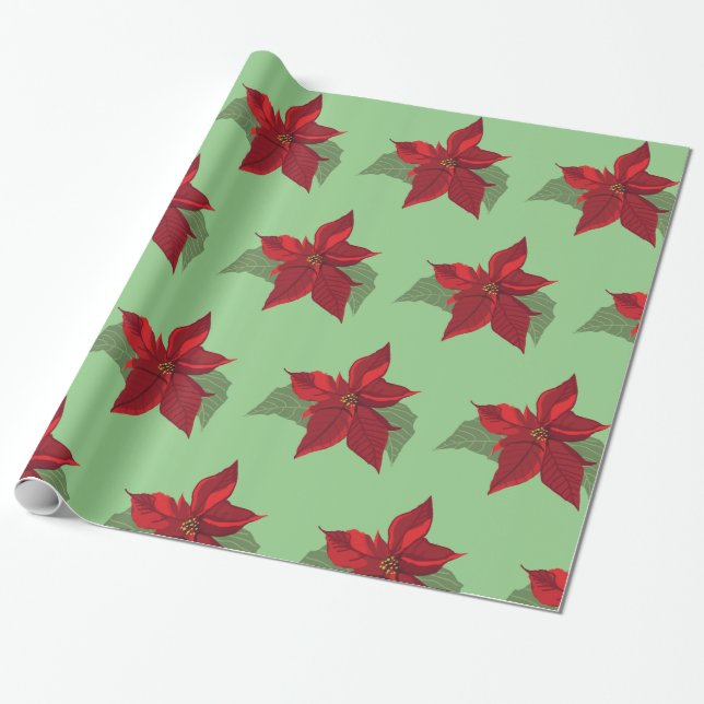 Papel De Regalo Flores de Poinsettia (Desenrollado)