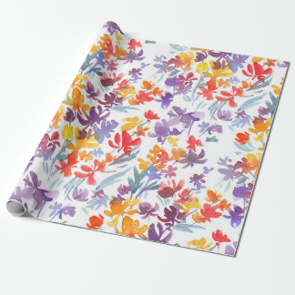 Papel De Regalo Flores de pradera de verano de color acuático patr