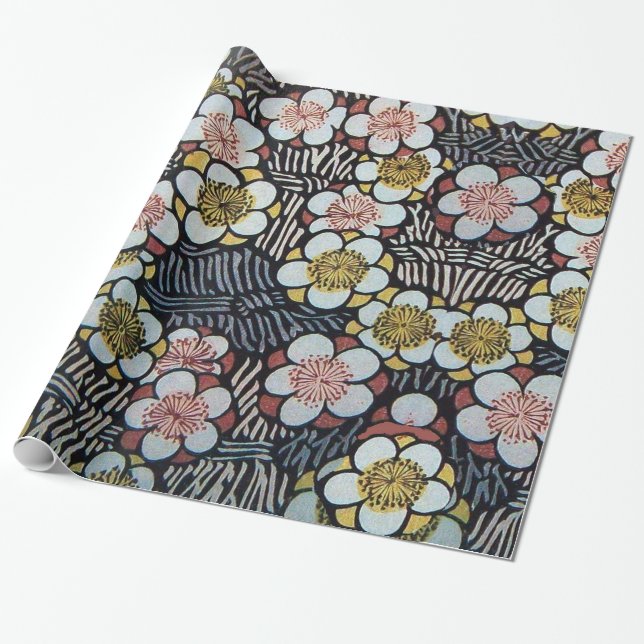 PAPEL DE REGALO FLORES DE PRIMAVERA AMARILLA PINCA NEGRA HAIKU (Desenrollado)