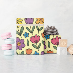 Papel De Regalo Flores de primavera coloridas y lindas - Rollo de