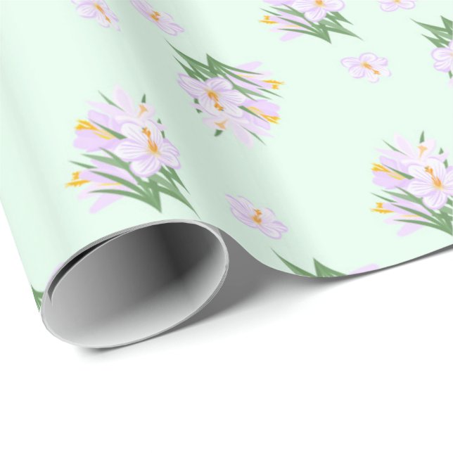 Papel De Regalo Flores de primavera crocus (Esquina del rollo)