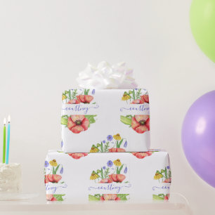 Papel De Regalo Flores de primavera en acuarela envoltorio persona