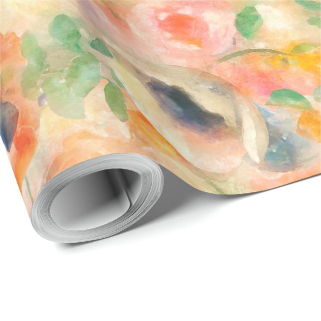 Papel De Regalo Flores de primavera naranja (Esquina del rollo)