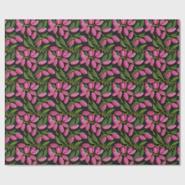Papel De Regalo Flores de primavera sobre fondo negro