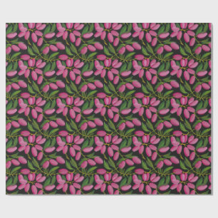 Papel De Regalo Flores de primavera sobre fondo negro