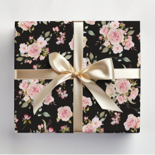 Papel De Regalo Flores de Rosa Rosa Acuarela Patrón Floral