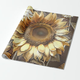 Papel De Regalo Flores De Sol Modernas En La Colección De Campo