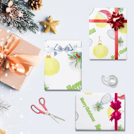 Papel De Regalo Flores De Tenis Y Bolas De Chorrillo De Navidad