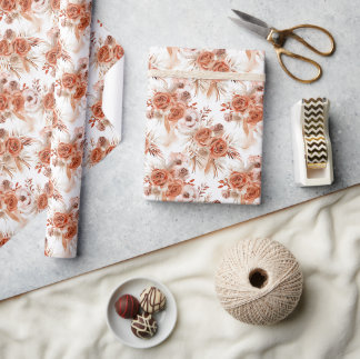 Papel De Regalo Flores de terracota y Rosas de arcilla acuática de