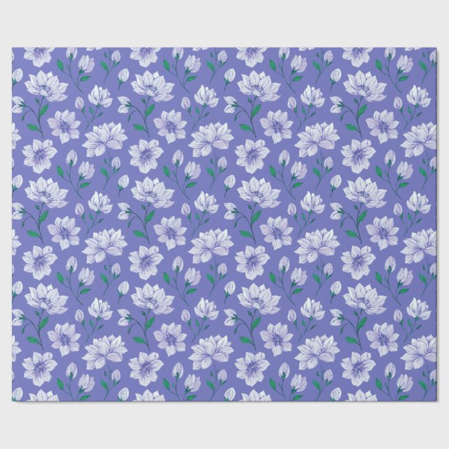 Papel De Regalo Flores de tinta en la lavanda (Costura)