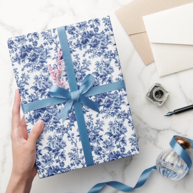 Papel De Regalo Flores de toile índigo (Regalar)