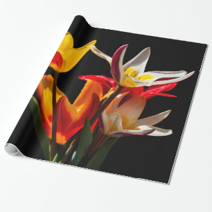 Papel De Regalo Flores de tulipán contra fondo negro