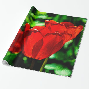 Papel De Regalo Flores de tulipán rojas