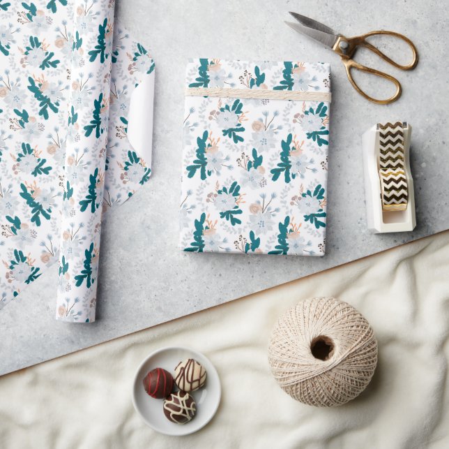 Papel De Regalo Flores del bosque invernal fresco (Artesanía)