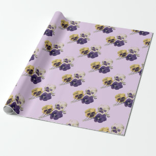 Papel De Regalo Flores del pensamiento del vintage/del Victorian