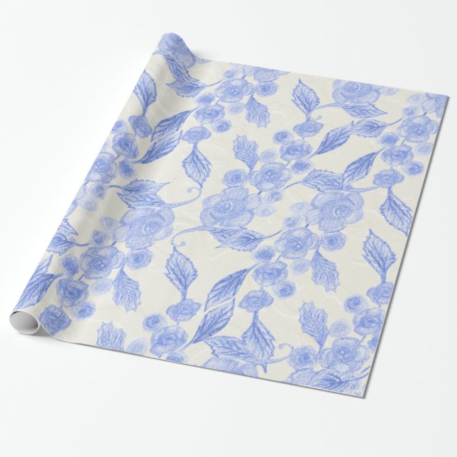 Papel De Regalo Flores dibujadas a mano (Desenrollado)