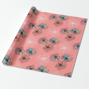 Papel De Regalo Flores dibujadas sin rompecabezas abstractas como 