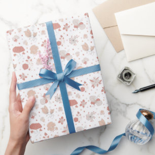 Papel De Regalo Flores Dibujadas sobre Blanco